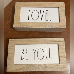 Rae Dunn Love and Be You wooden signs